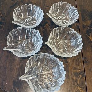 Blenko Clear Glass Leaf Bowls Set